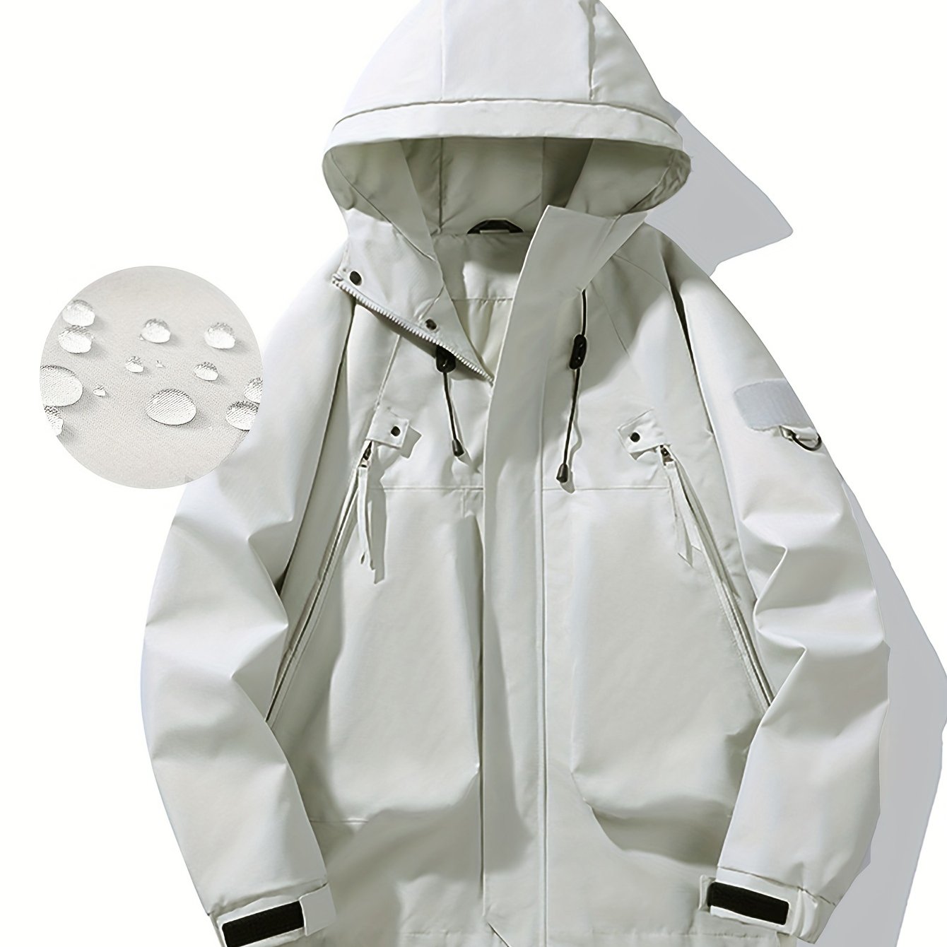 Women's Water Resistant & Windproof Hooded Jacket, Zipper Pocket Loose Top