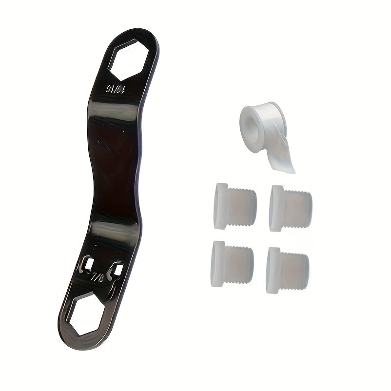 RV Water Heater Drain Plug Kit, Include Angled Wrench, 4 Pieces 1/2" NPT Replacement Plugs And 1 Roll PTFE Tape