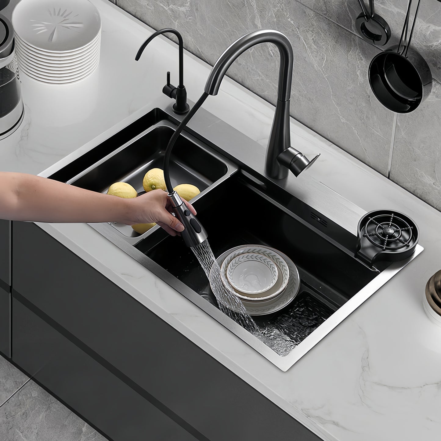 Large Sink, Equipped With Detachable Faucet, Advanced Drainage Filter And Accessories