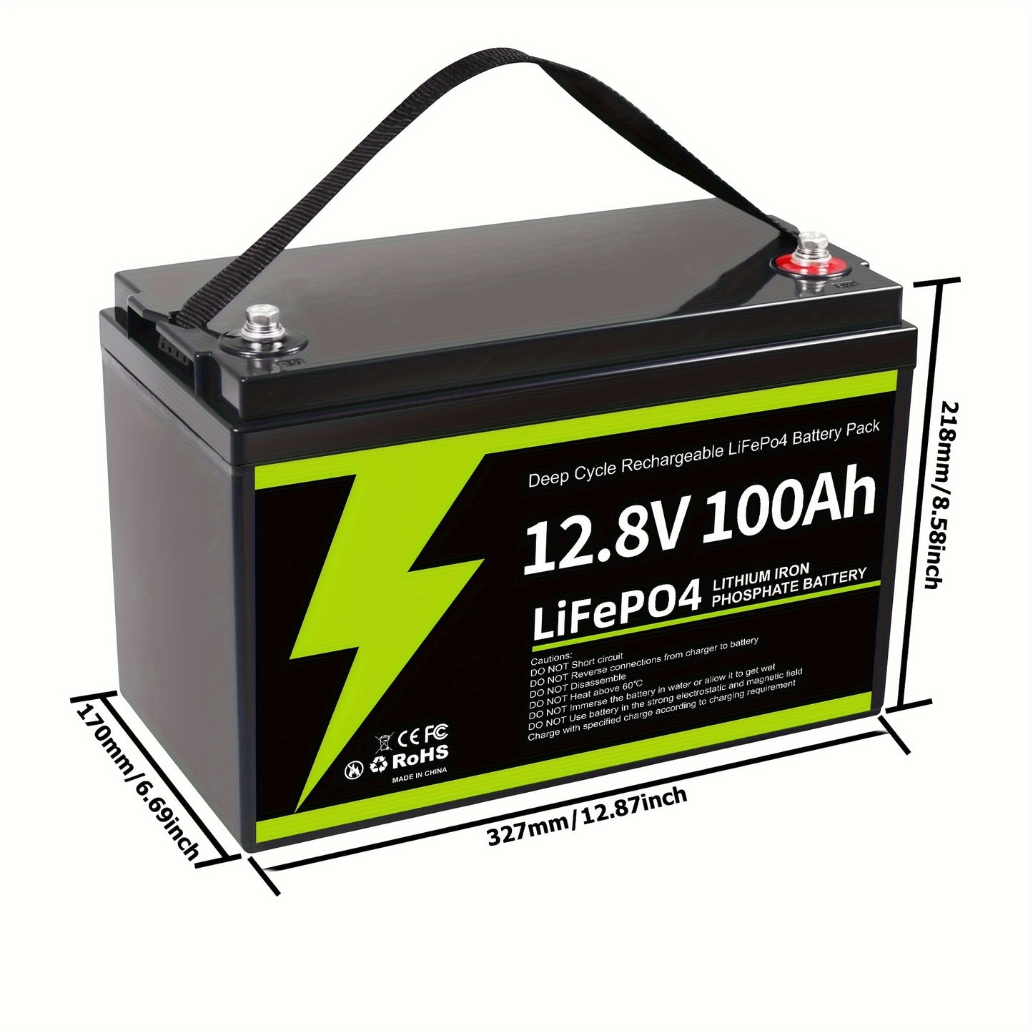 12.8V 100Ah LiFePO4 Battery, Group 31 Lithium Battery With 100A BMS Low Temperature Protection 1.28kWh, Up To 15000 Deep Cycles