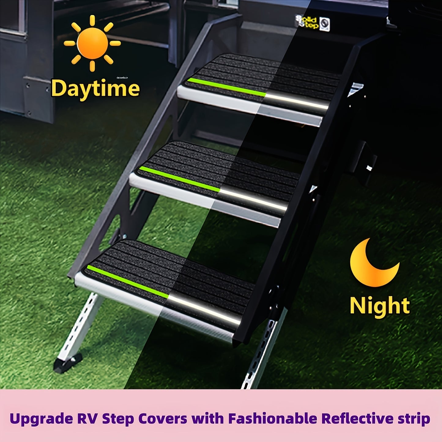 RV Step Covers - Enhanced Safety with Stylish Reflective Strips, Slip-Resistant