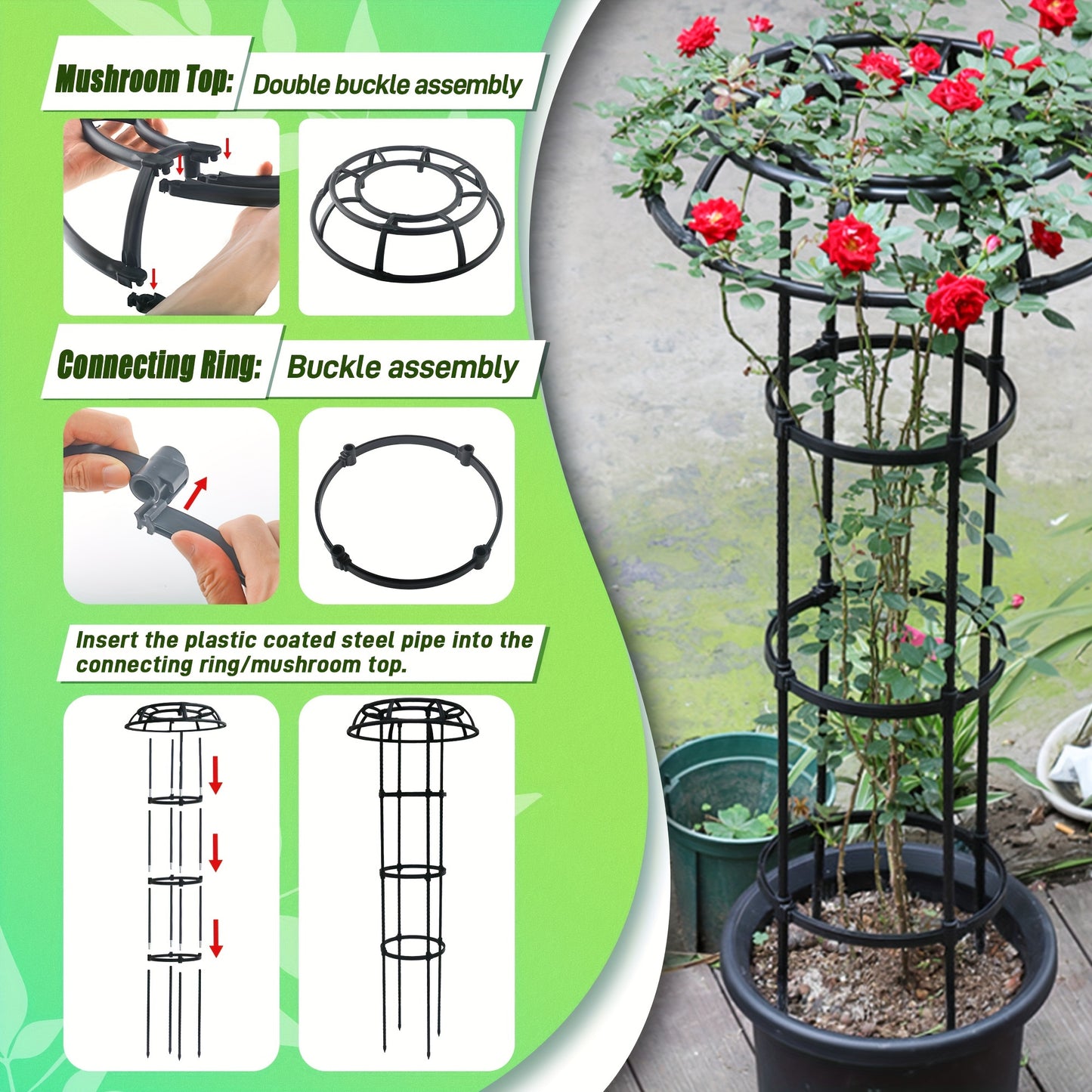 1PC 53 Inch Splicing Plant Mushroom Top Climbing Support Frame