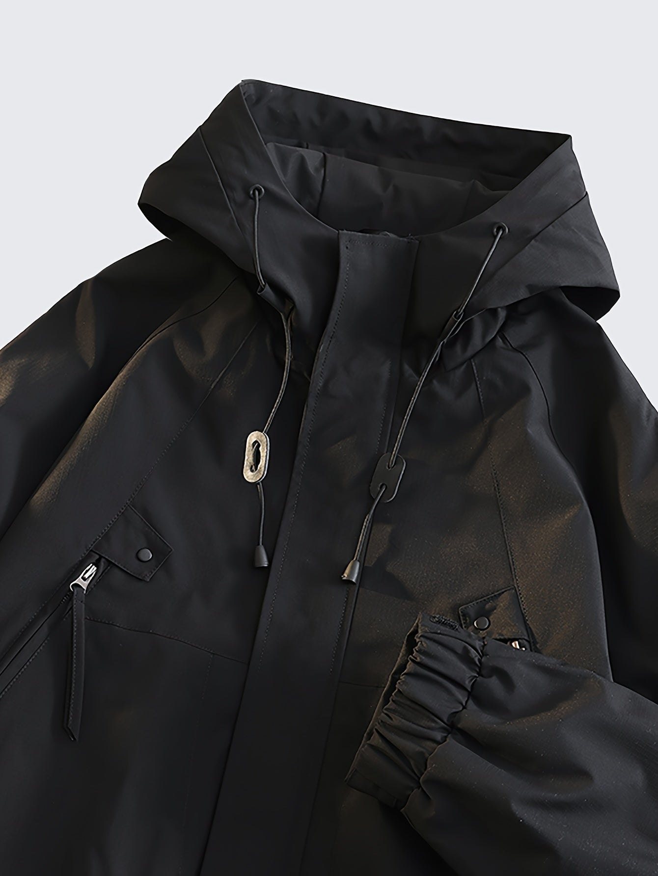 Women's Water Resistant & Windproof Hooded Jacket, Zipper Pocket Loose Top