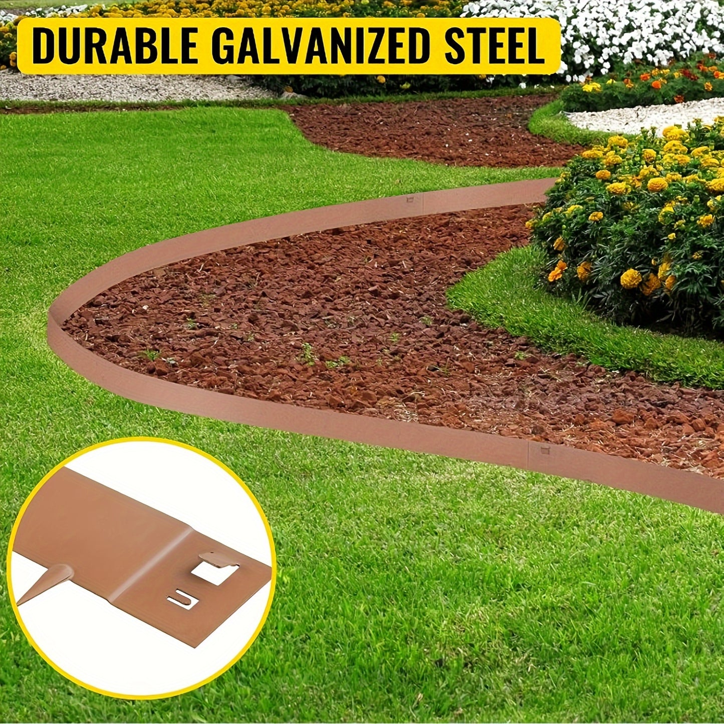 Steel Edging Steel Landscape Edging Garden Bed Metal Border Edge Rusted Rustic Patina 40 Inch Strips 5 Inch Depth, 6 Pcs