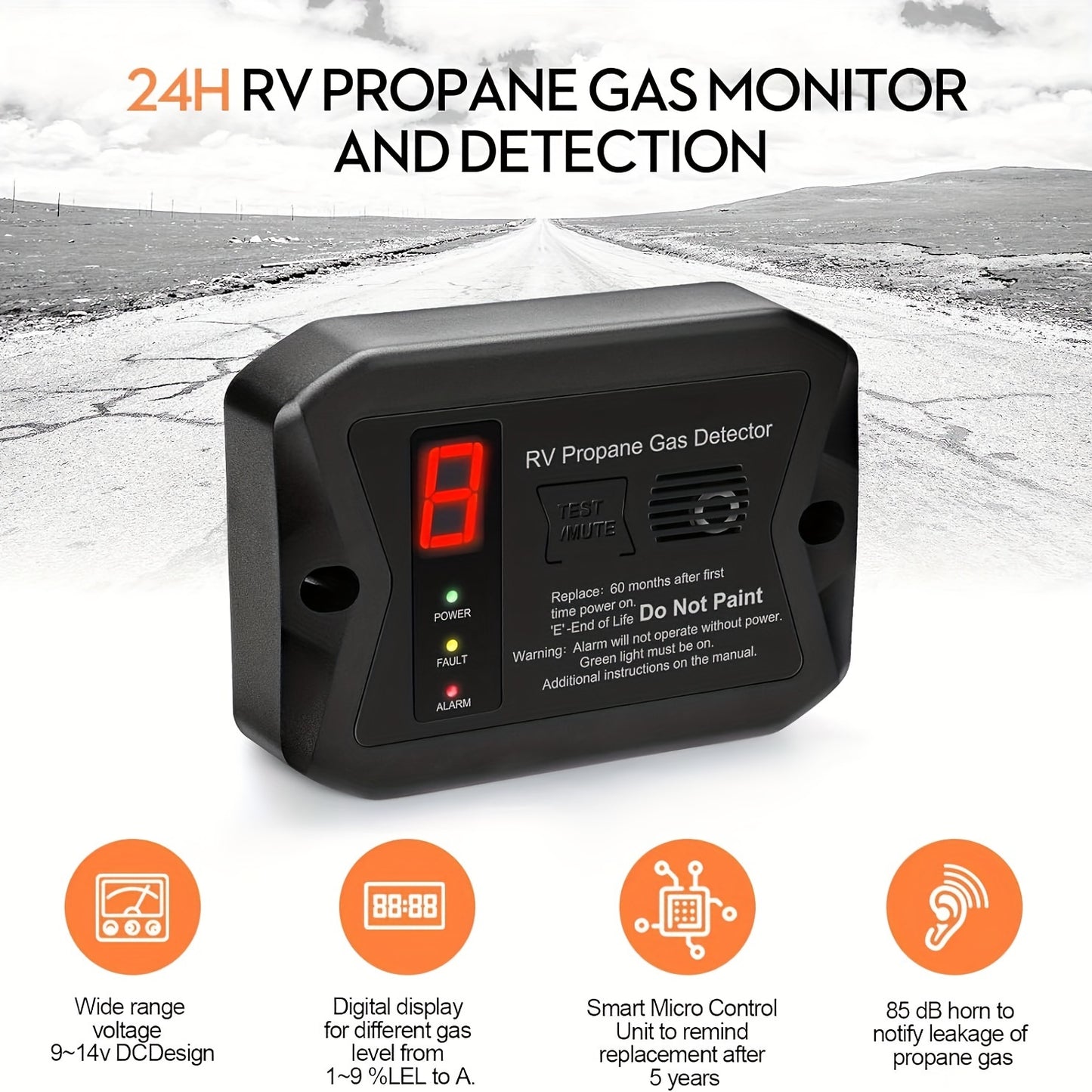 RV Propane Gas Detector, Digital LP Gas Alarm