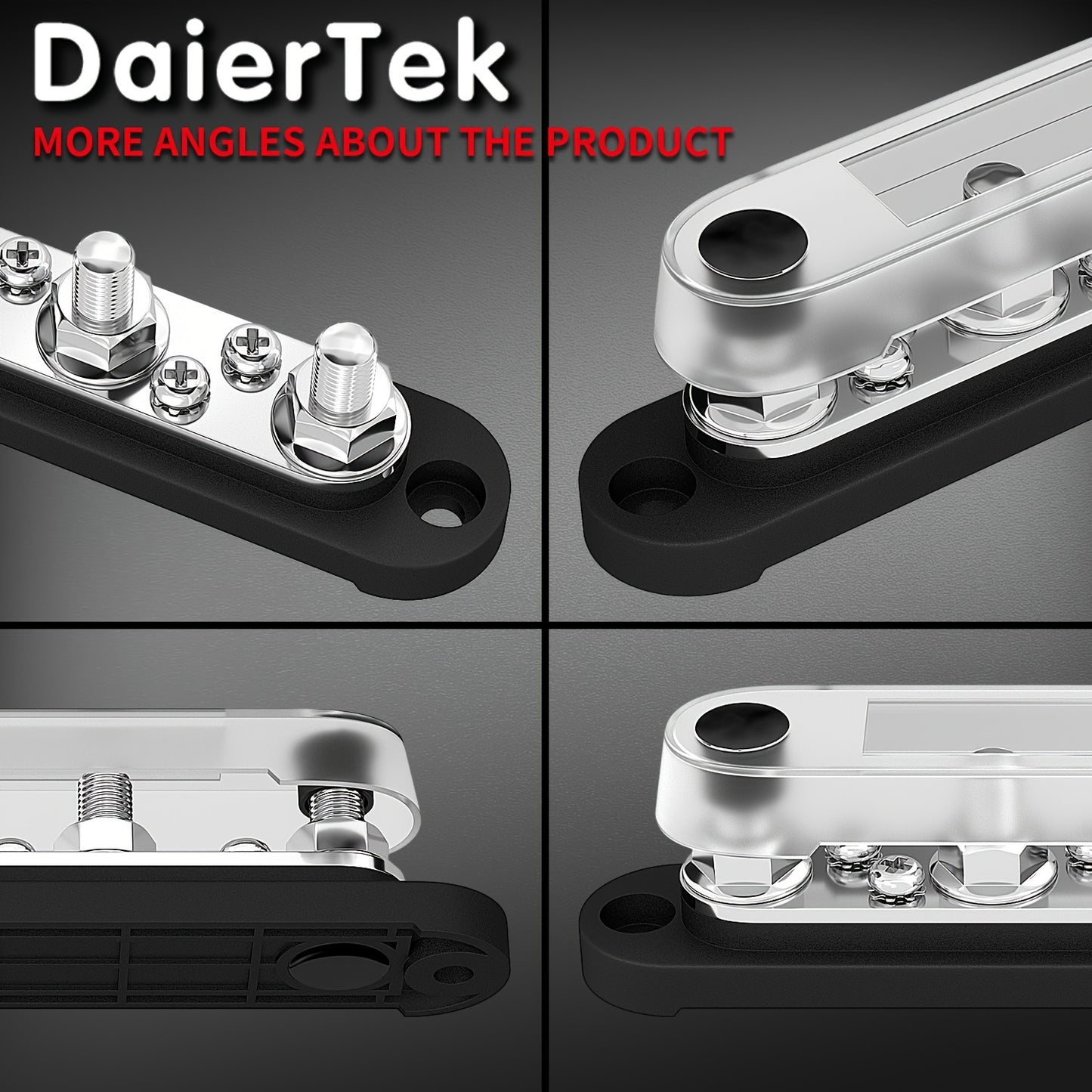 12V Bus Bar Terminal Block 4 x 5/16" (M8) Terminal Stud 6 x #8 (M4) Screw Terminal Positive & Ground Power Distribution Block With Cover