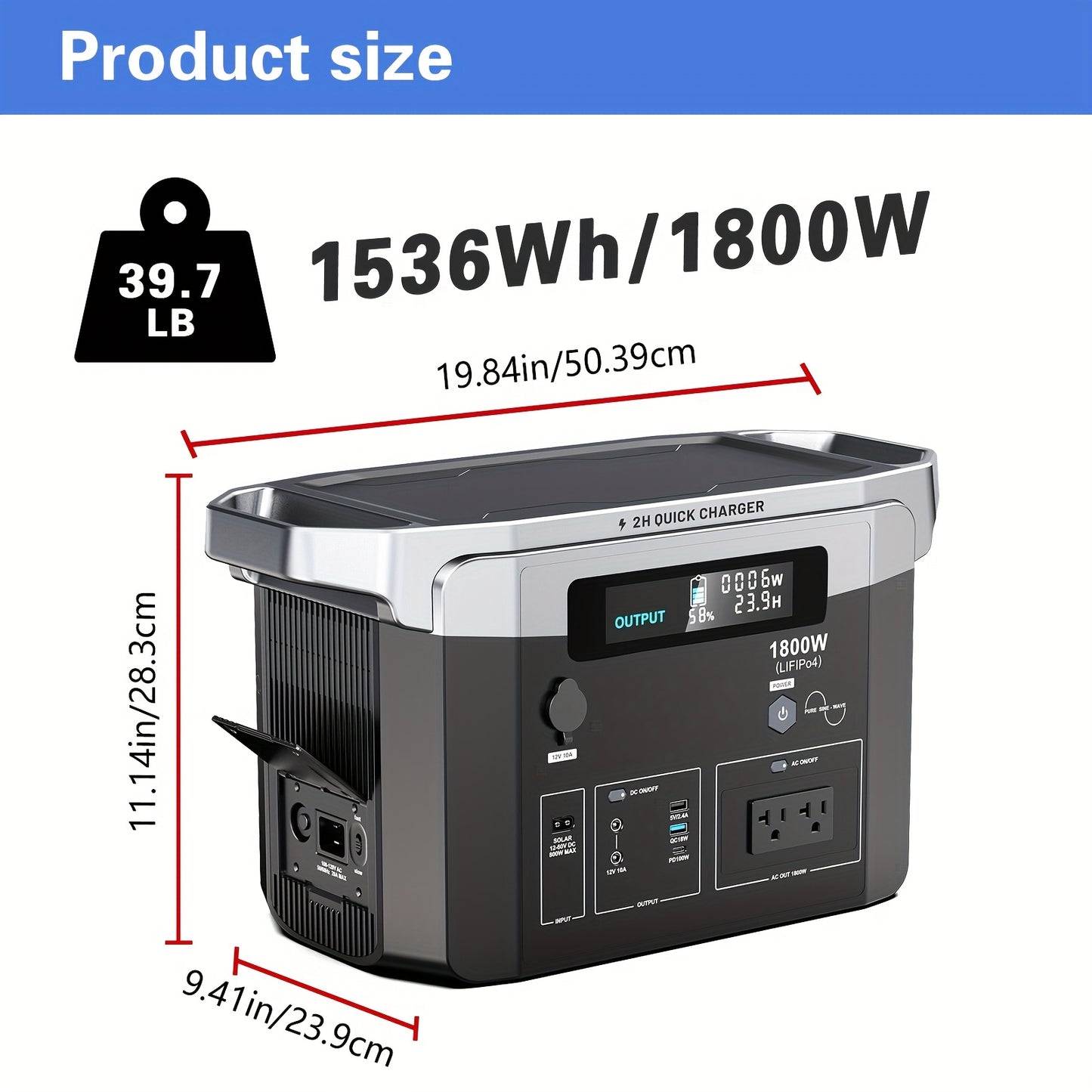 1800W, 1536Wh Solar Systems Portable Power Station with 200W Solar Panel Included, Solar Powered Generator Lifepo4