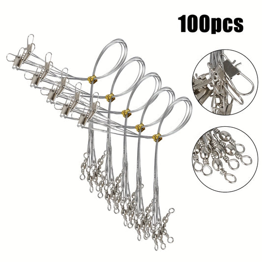 100pcs Stainless Steel Fishing Leaders, Durable & Tangle-Free