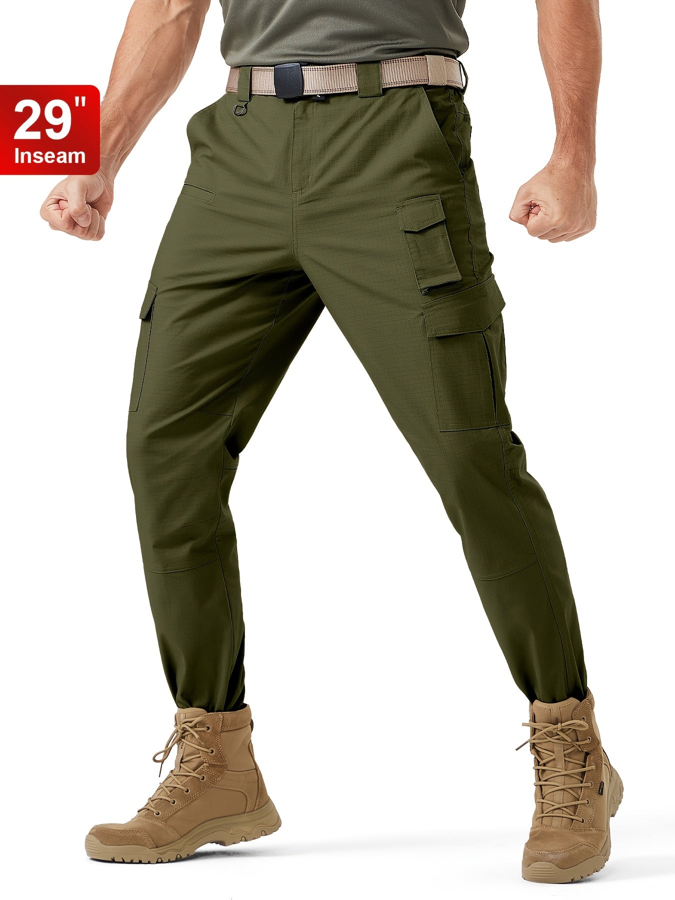 Plus Size Men's Tactical Hiking Pants With Carabiner Water Resistant Ripstop
