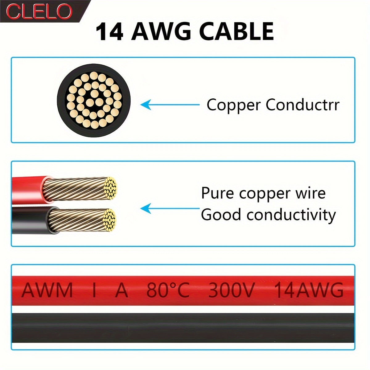 14AWG Solar Panel Extension Cable Set - 30FT & 40FT Options