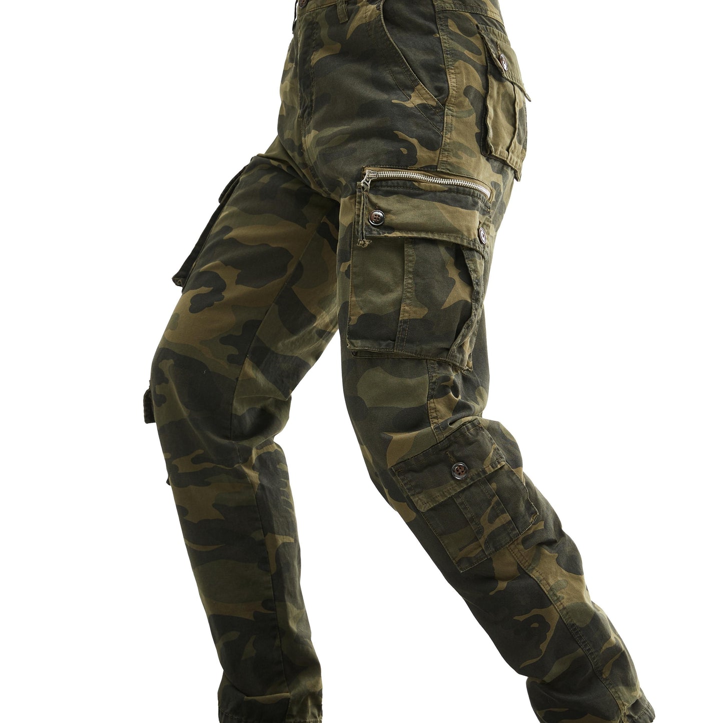 Plus Size Men's Cotton Washing Camouflage Printing Outdoor Eight Pocket Overalls