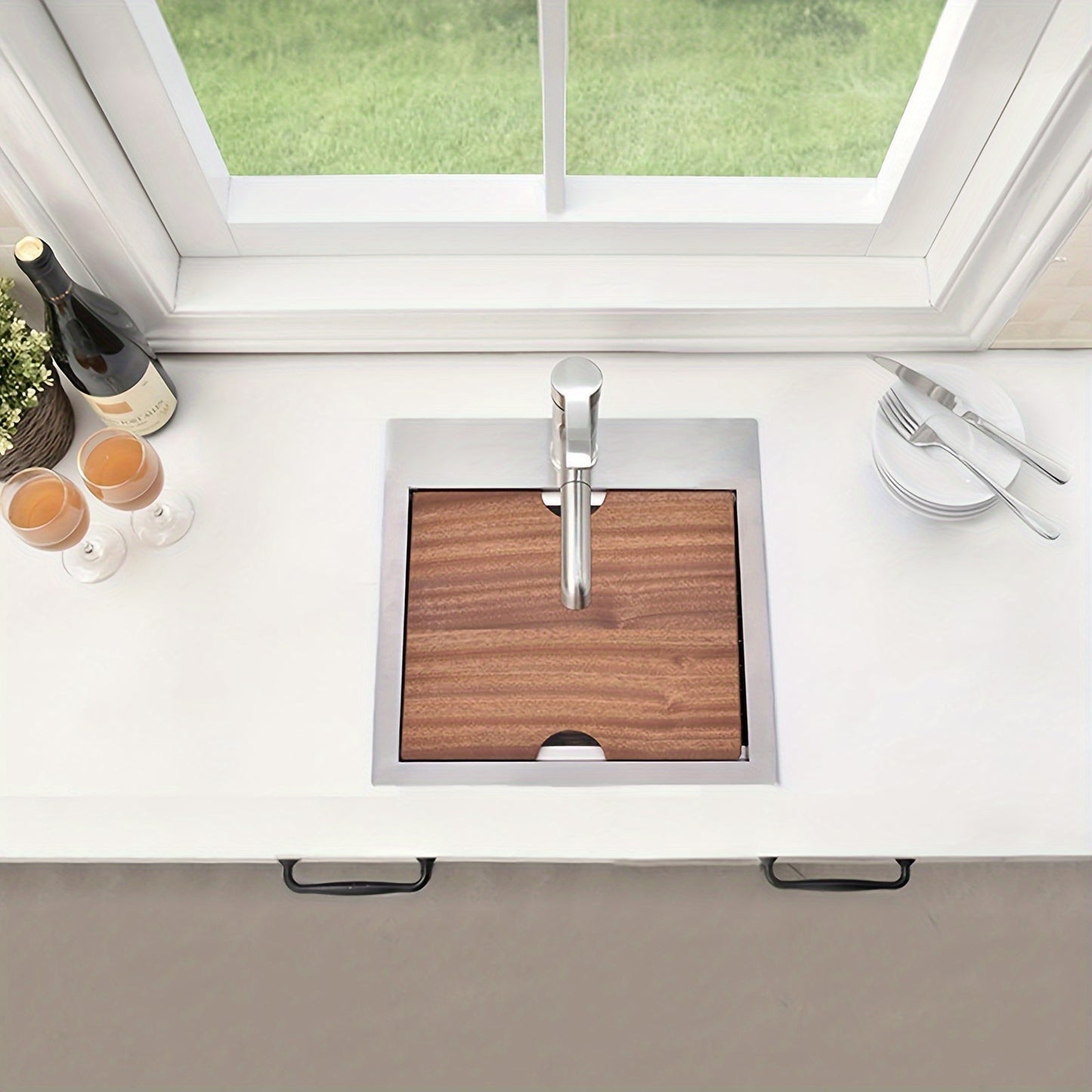 Drop In Small Bar Kitchen Sink, 15 X 15 Single Bowl Top mount RV Sink