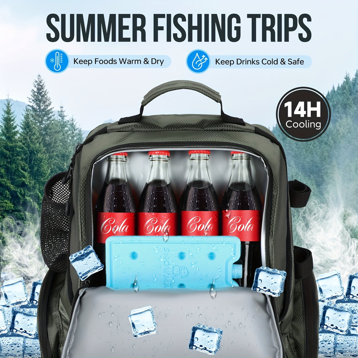Fishing Backpack With Rod Holders & Cooler