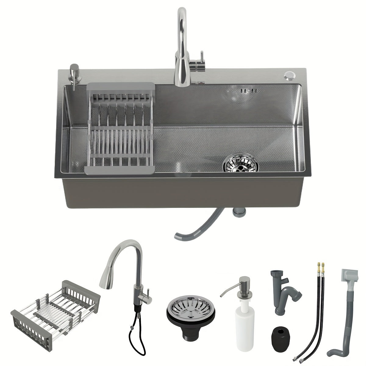 28"/30"/32" Silvery Kitchen Sink Stainless Steel Single Bowl Drop In Top Mount