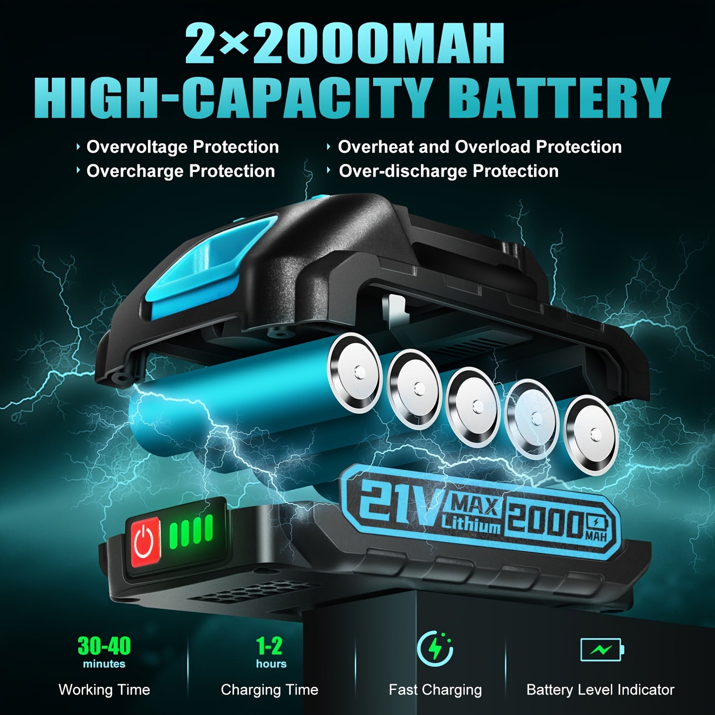 Hedge Trimmer Cordless, 2 in 1 Handheld Cordless Grass Shear with 2 Pcs Rechargeable Battery's and Charger