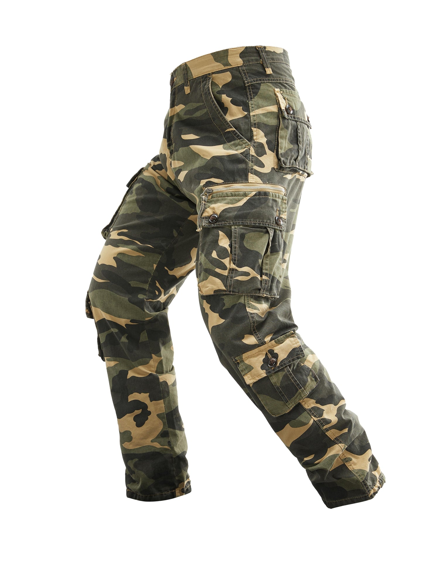 Plus Size Men's Cotton Washing Camouflage Printing Outdoor Eight Pocket Overalls