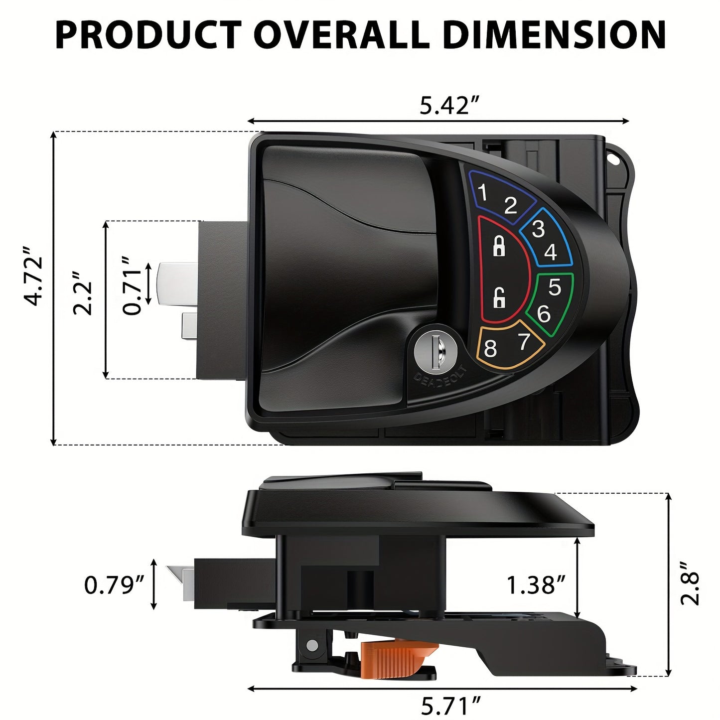 Keyless Entry Door Lock, RV Door Lock Keyless Entry RV Door Latch, Full Metal RV Door Lock Accessories, Will Only Fit 2.75" X 3.75" Lock Hole
