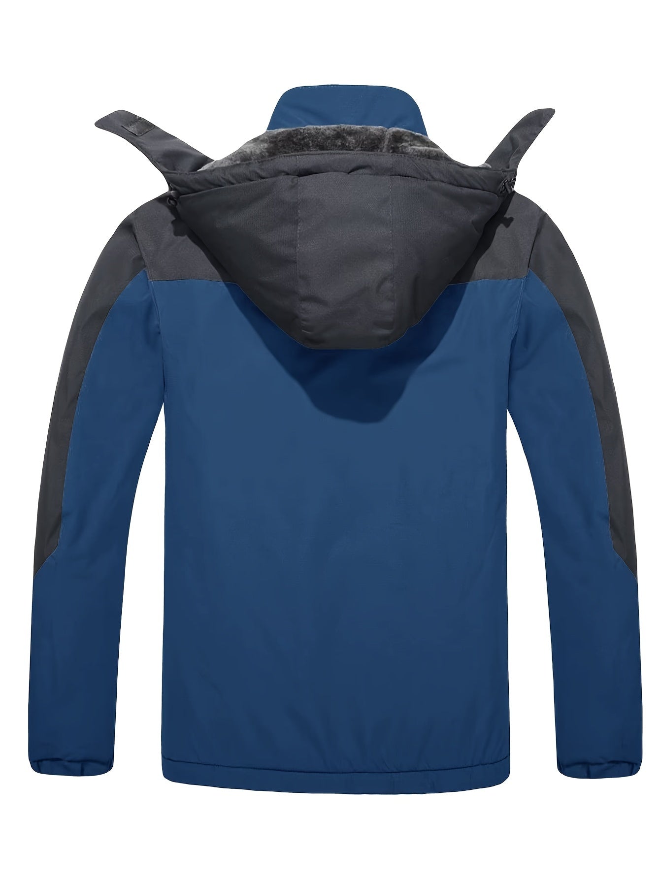 Men Winter Ski Snow Jacket - Multiple Zipper Pockets, Large Storage, Removable Hood, Adjustable Cuffs