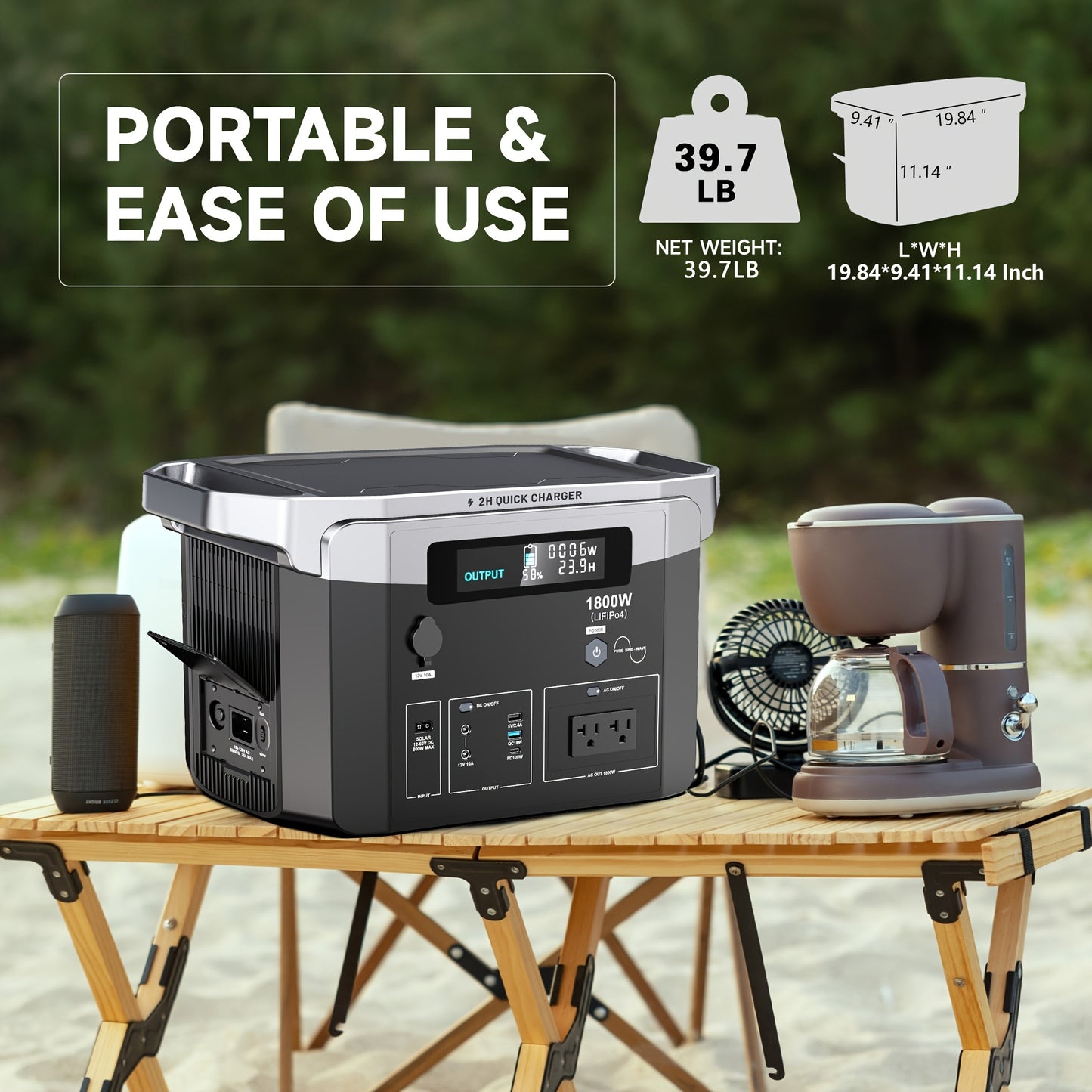 1800W, 1536Wh Solar Systems Portable Power Station with 200W Solar Panel Included, Solar Powered Generator Lifepo4