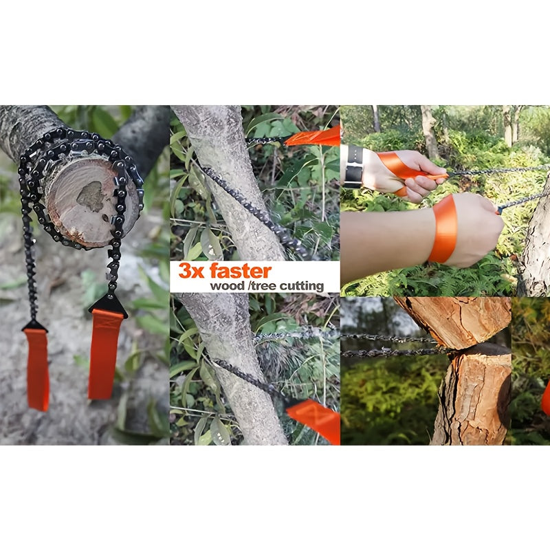 Compact Pocket Chainsaw - Durable Hand-Operated Survival Tool with High-Performance Steel Rope Chain for Rapid Cutting