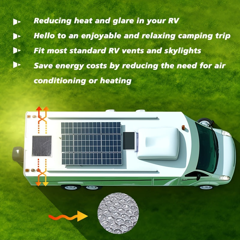 Easy-Install RV Skylight Insulator Cover, 14"x14" - Reflective Surface, Triple-Layer Heat Reduction