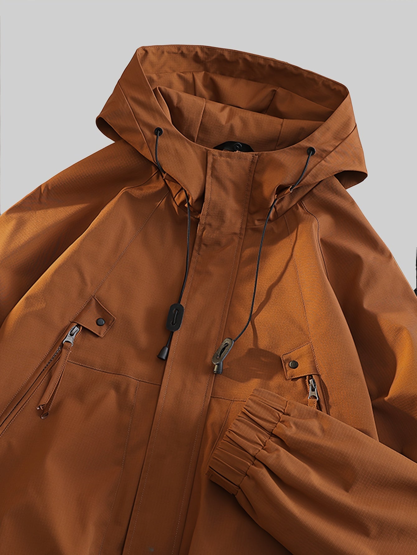 Women's Water Resistant & Windproof Hooded Jacket, Zipper Pocket Loose Top