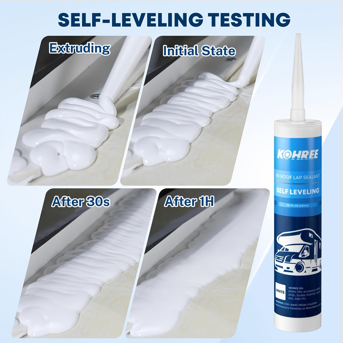2/4pcs RV Roof Sealant, Self-Leveling Lap Sealant White, RV Caulking Sealant for RV Roofing