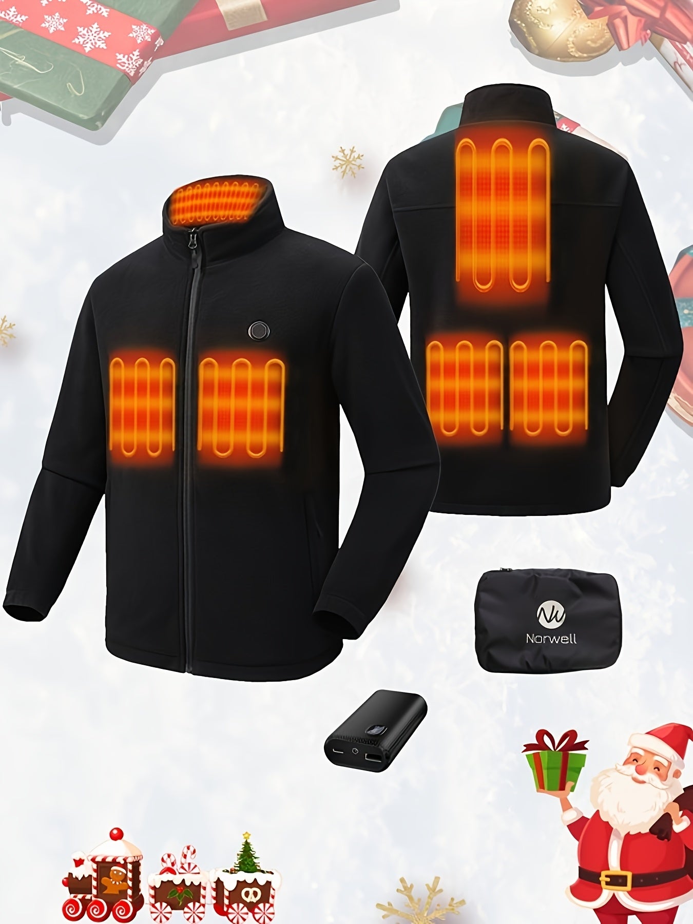 Men's Warm Heated Sport Coat Fleece Jacket, Battery Pack 7.4V Fast Heating,  (with Batteries)