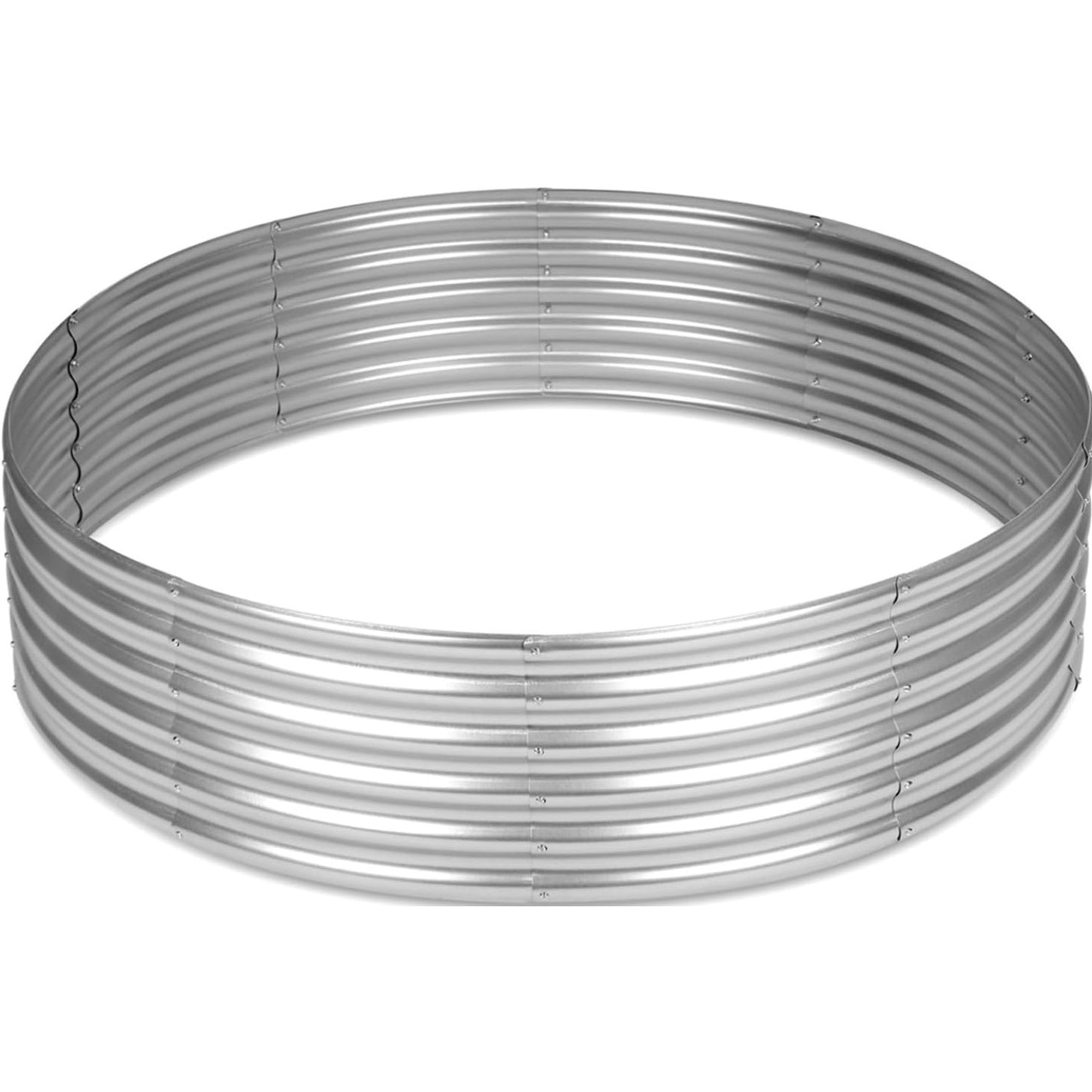 1pc Contemporary Round Galvanized Metal Raised Garden Bed, 4x4x1ft Or Outdoor Fire Pit Ring.