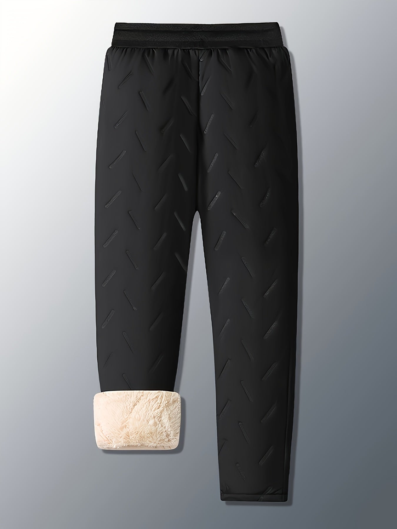 Men's Winter Warm Fleece Lined Pants, Straight Pants ,Thicken Thermal Trousers
