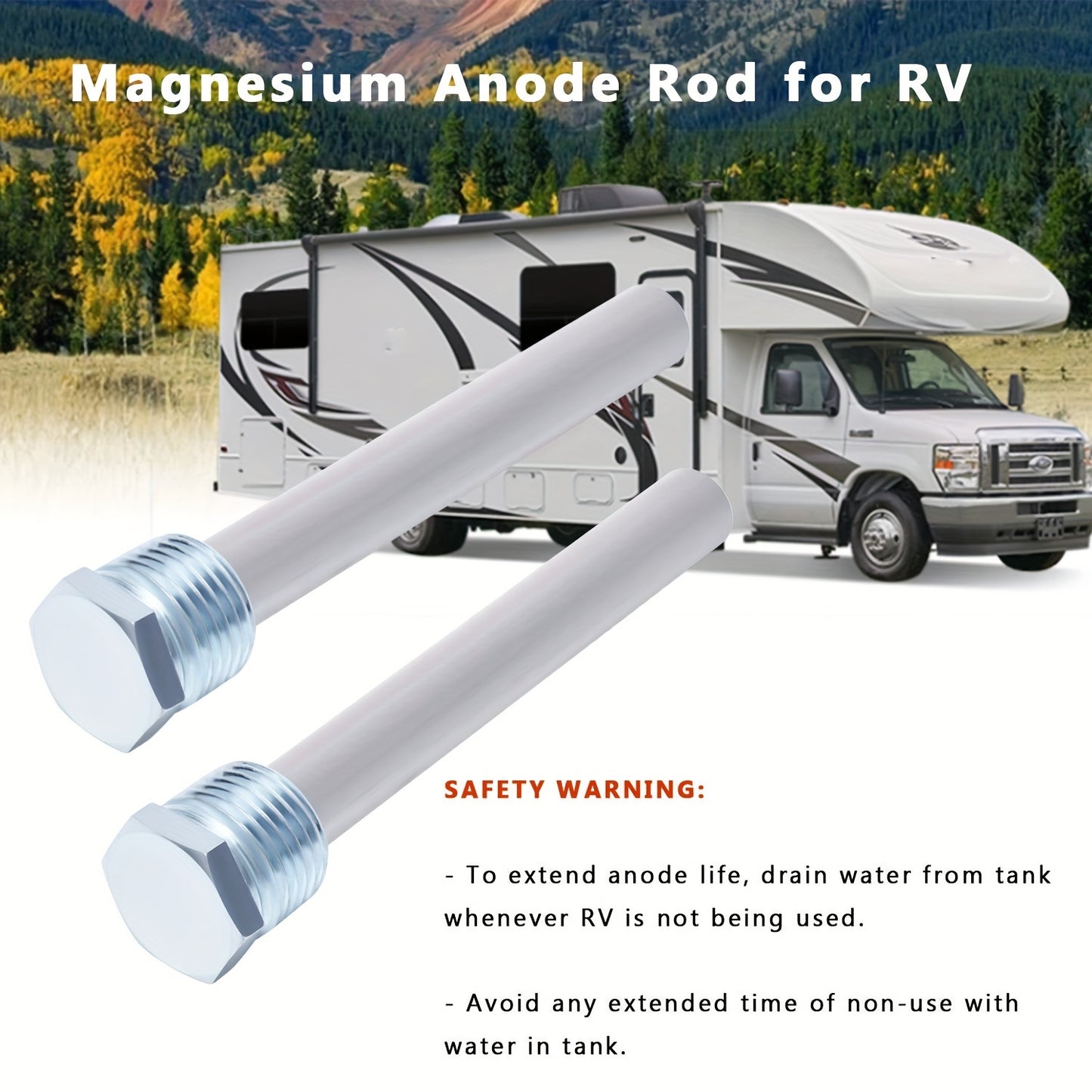 RV Water Heater Magnesium Anode Rod - Compatible with Atwood Heaters - 1/2" NPT