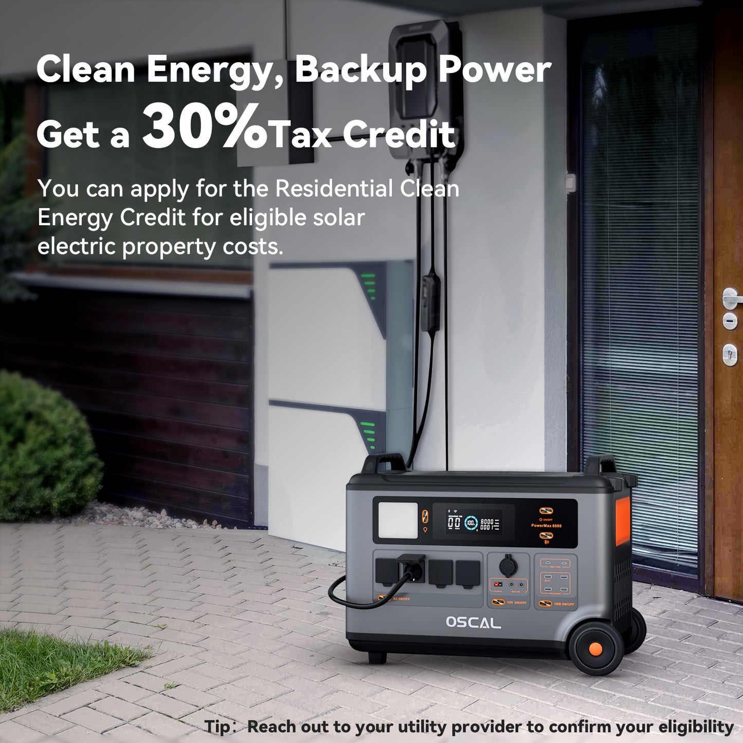 Portable Power Station 6000W(Surge 7200W) With 400W Solar Panel, 3600Wh LiFeP04 Solar Generator With 1.4H Full Charge, 5ms UPS, DC/AC Bi-Directional Inverter