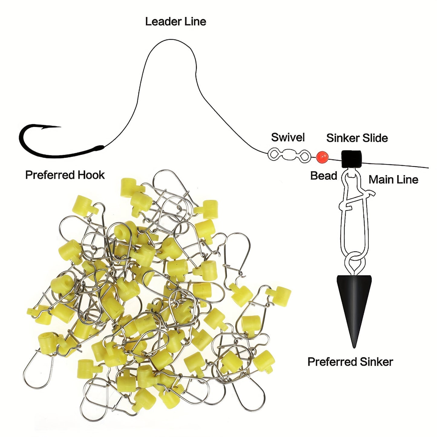 50pcs Heavy Duty Fishing Sinker Slides