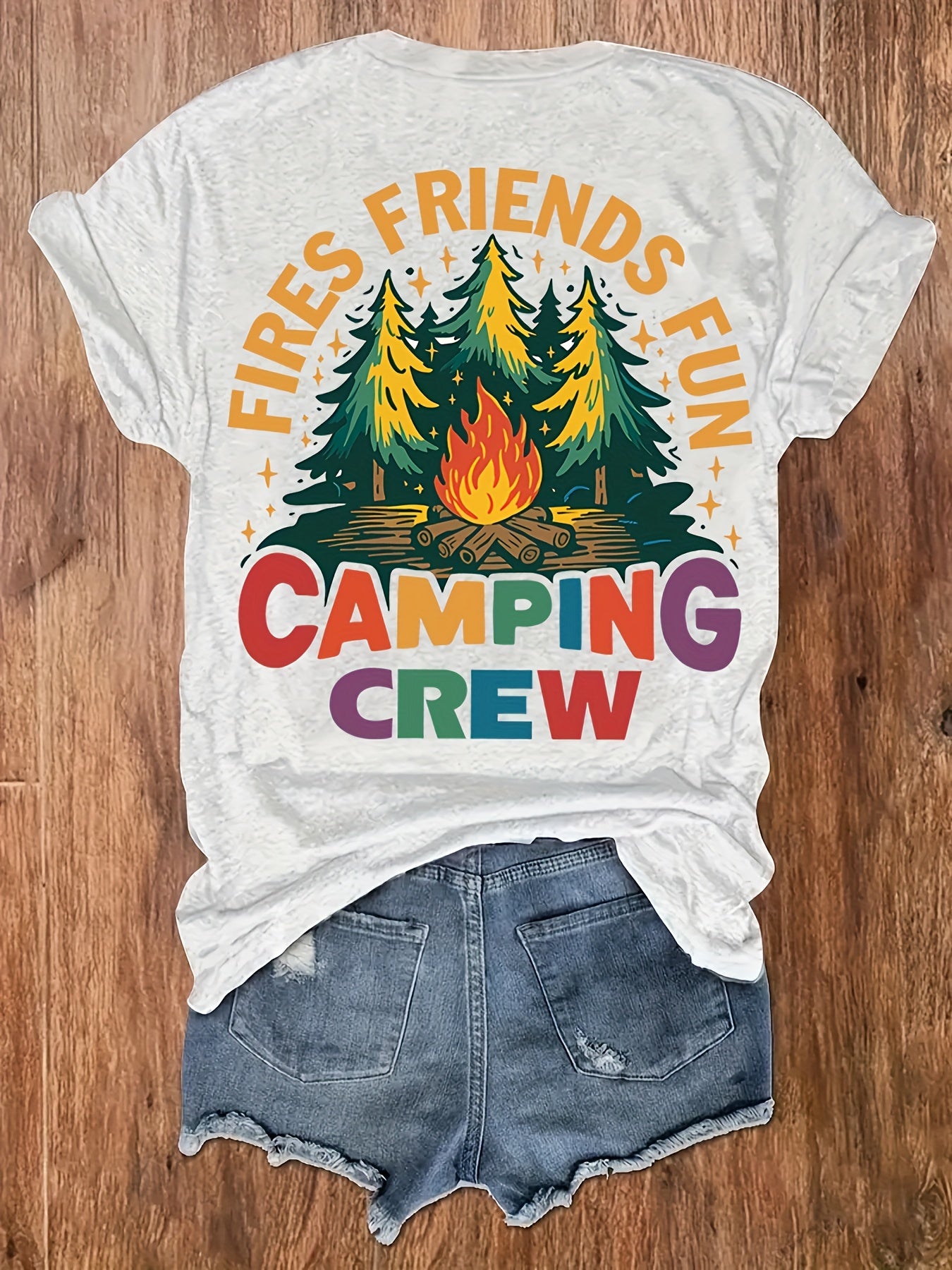 Women's 'Fires Friends Fun Camping Crew' Graphic Tee