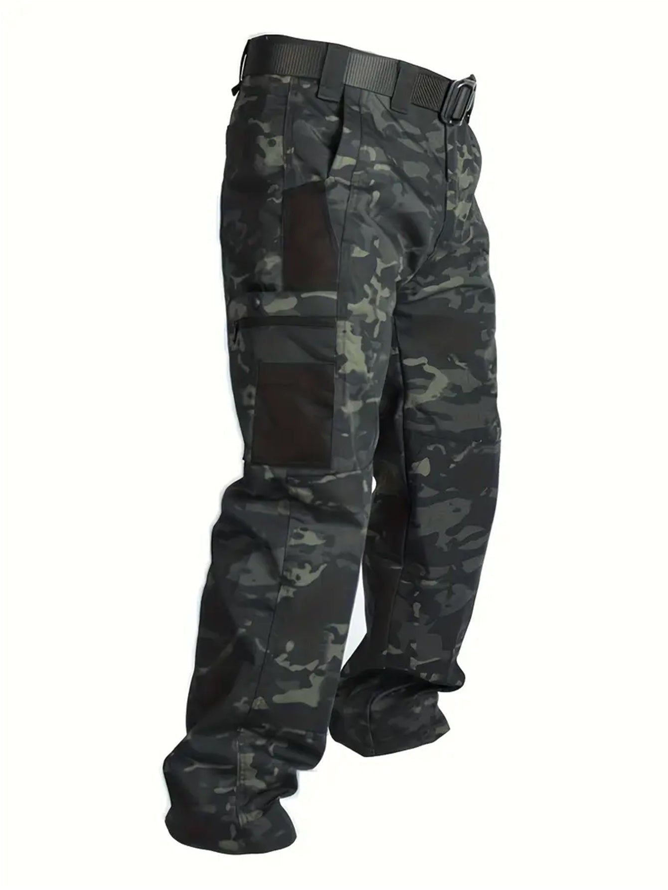 Men's Straight Leg Cargo Pants, Men's Solid Color Cargo Tactical Pants