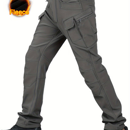 Tooluck Autumn and Winter Men's Fleece Soft Shell Pants | Waterproof and Windproof