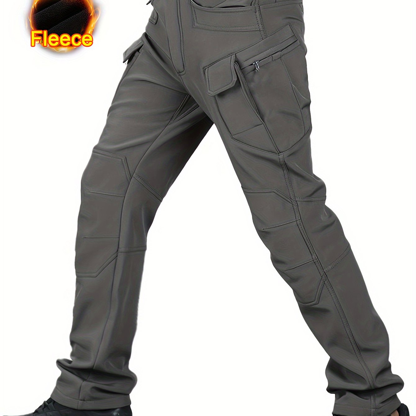 Tooluck Autumn and Winter Men's Fleece Soft Shell Pants | Waterproof and Windproof