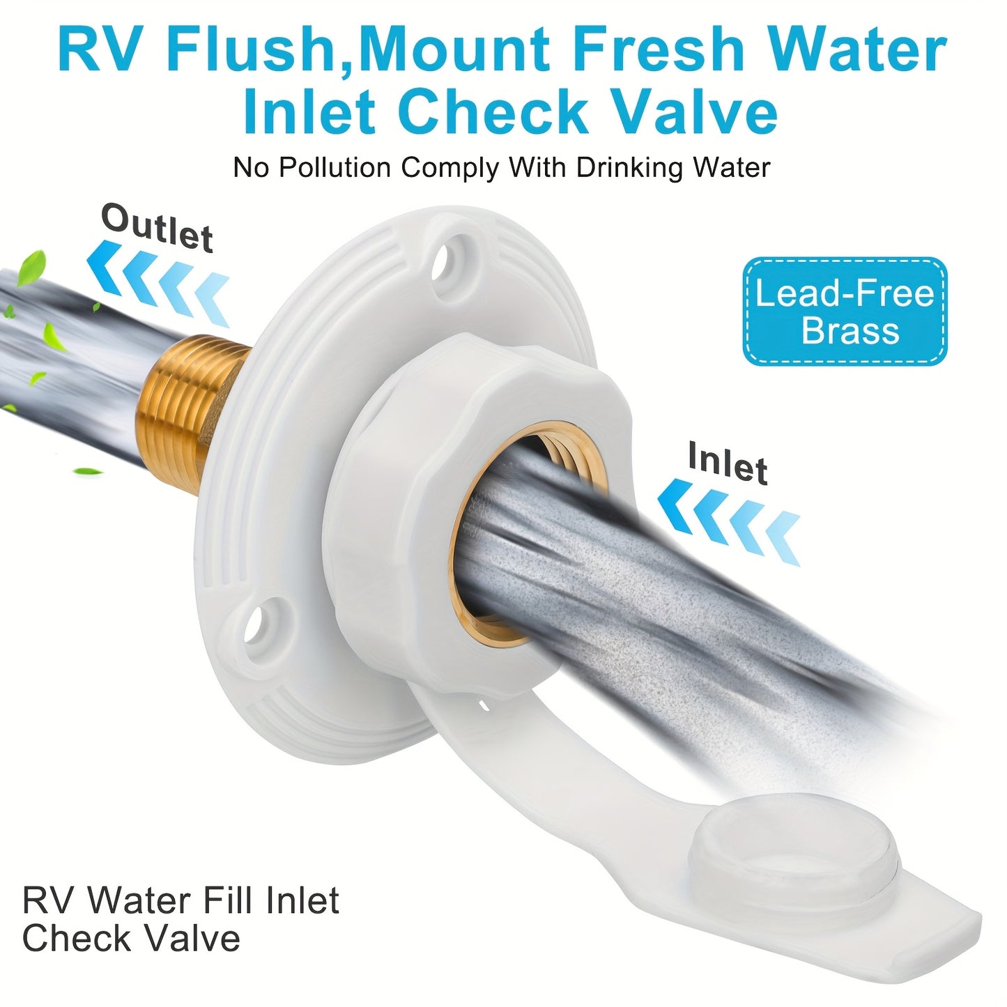 RV City Water Inlet Flange with Check Valve