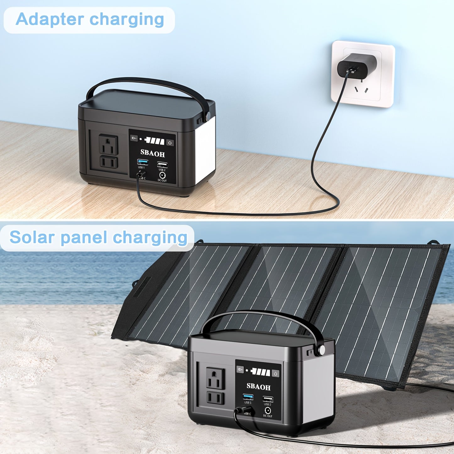 Portable Power Station 88.8WH, Solar Generator Lithium Battery Power 110V AC USB-C Power Delivery Solar Generator