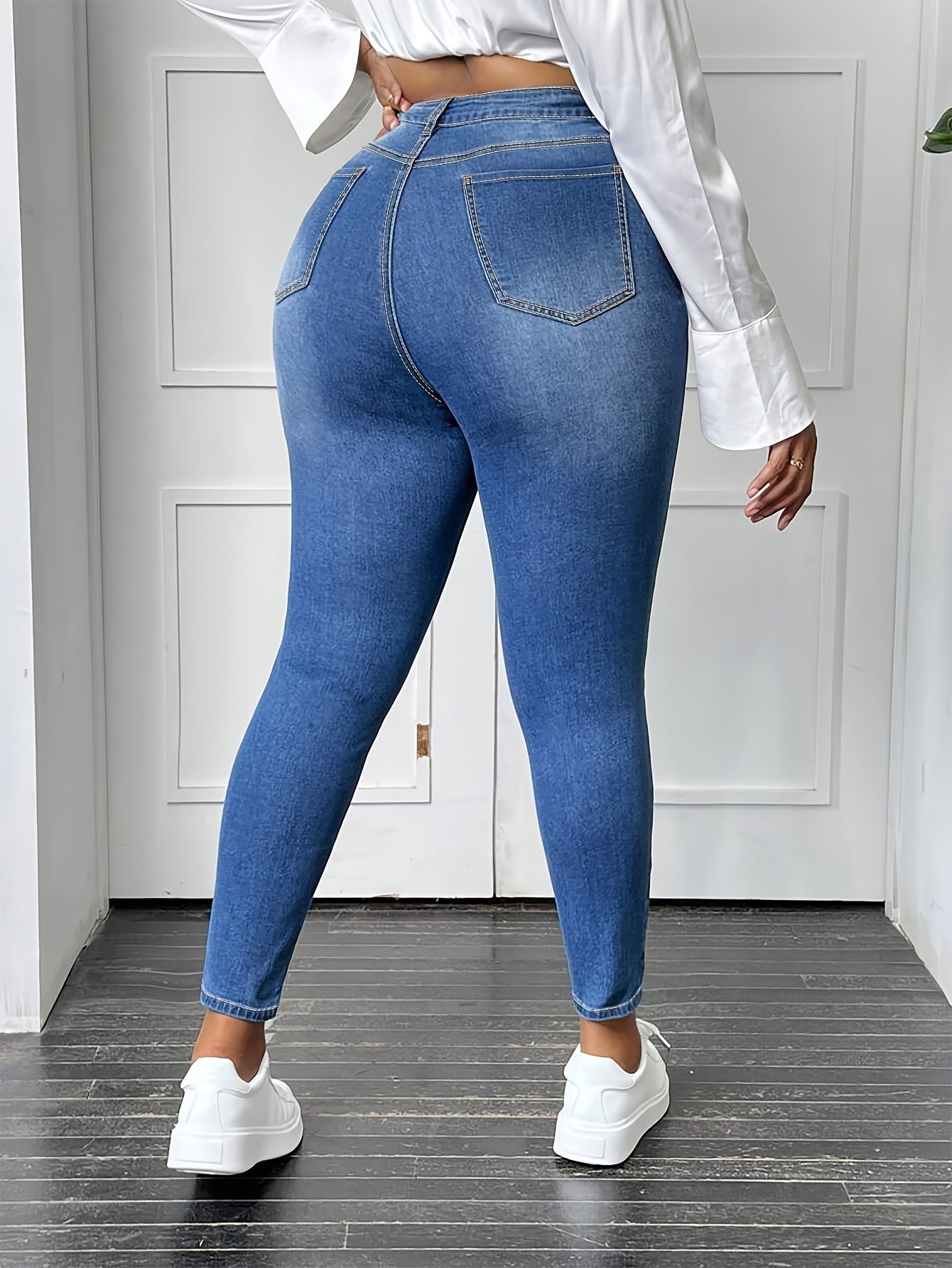 Women'S Clothing Large Size Elastic Waist High Four-Season Jeans