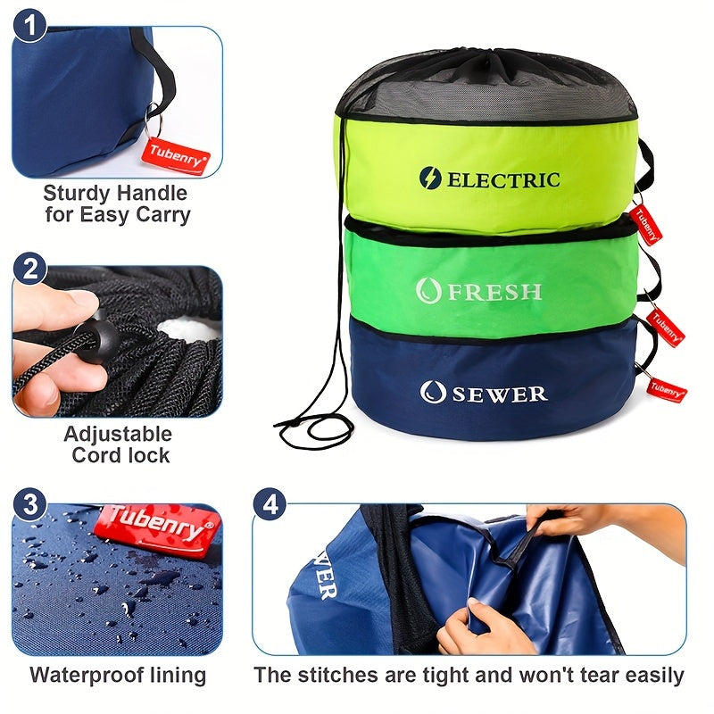 Rv Accessories Bags 3 Pack Waterproof For Sewer Hoses Electrical Cords