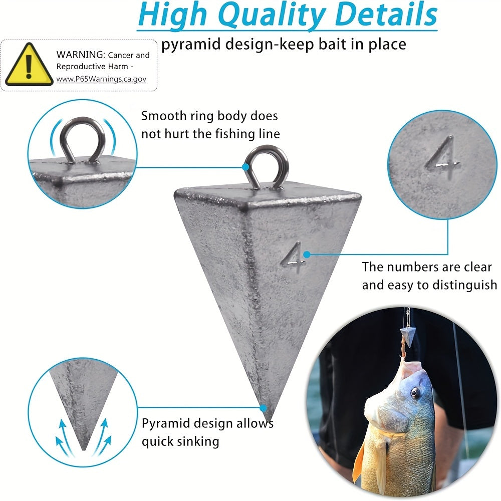 6/10pcs Pyramid Sinkers Fishing Weights Fishing Sinkers, available weights are 1oz, 2oz, 3oz, 4oz, 5oz, 6oz, 8oz