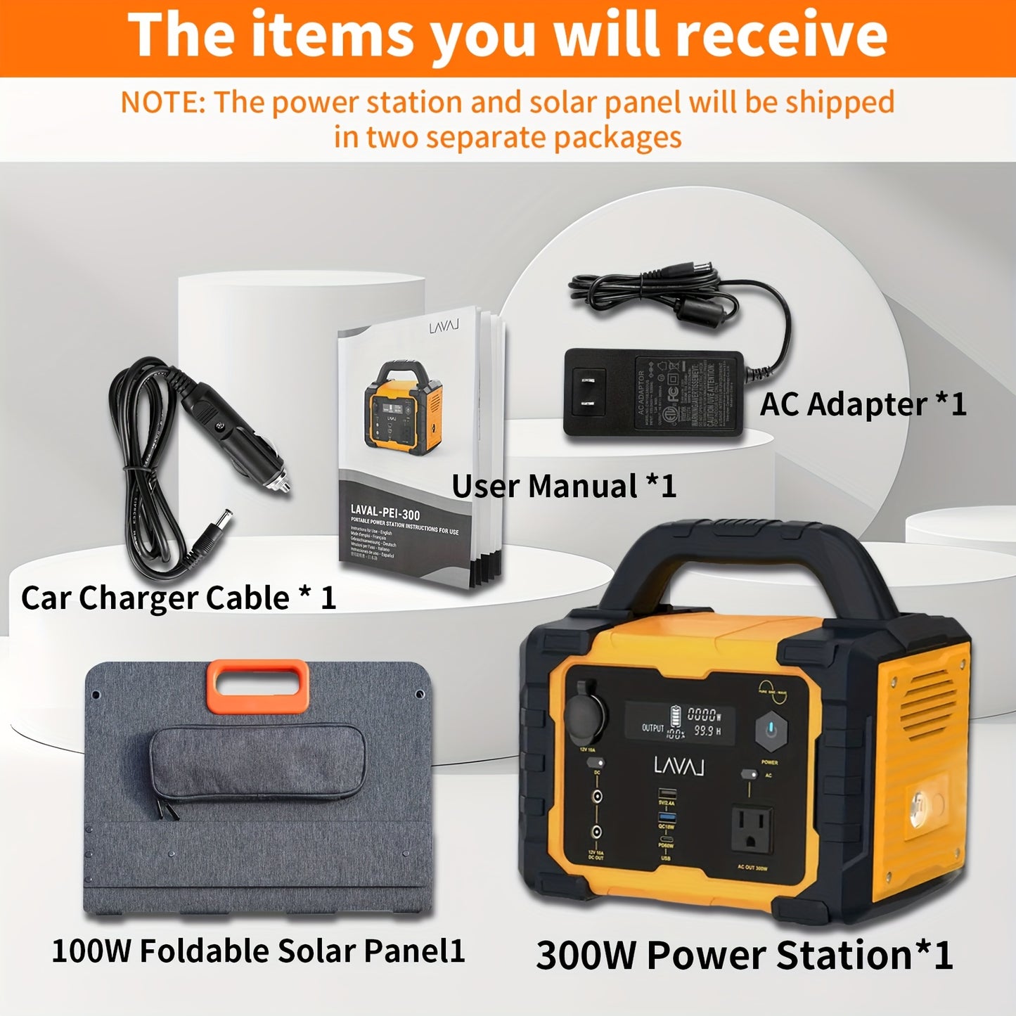 Portable Solar Generator 300W (peak 600W)/294WH With 100W Foldable Solar Panel Plug Charger