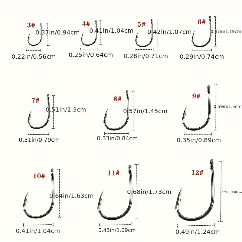 100 One Fishhook, Strong Sharp Fishhook Carbon Steel Barbed Fishhook Barbed Fishhook Size 3 4 5 6 7 8 9 10 11 12