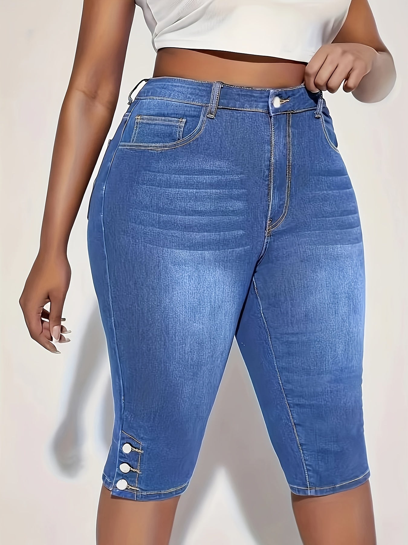 Women's High Waist Stretch Denim Shorts