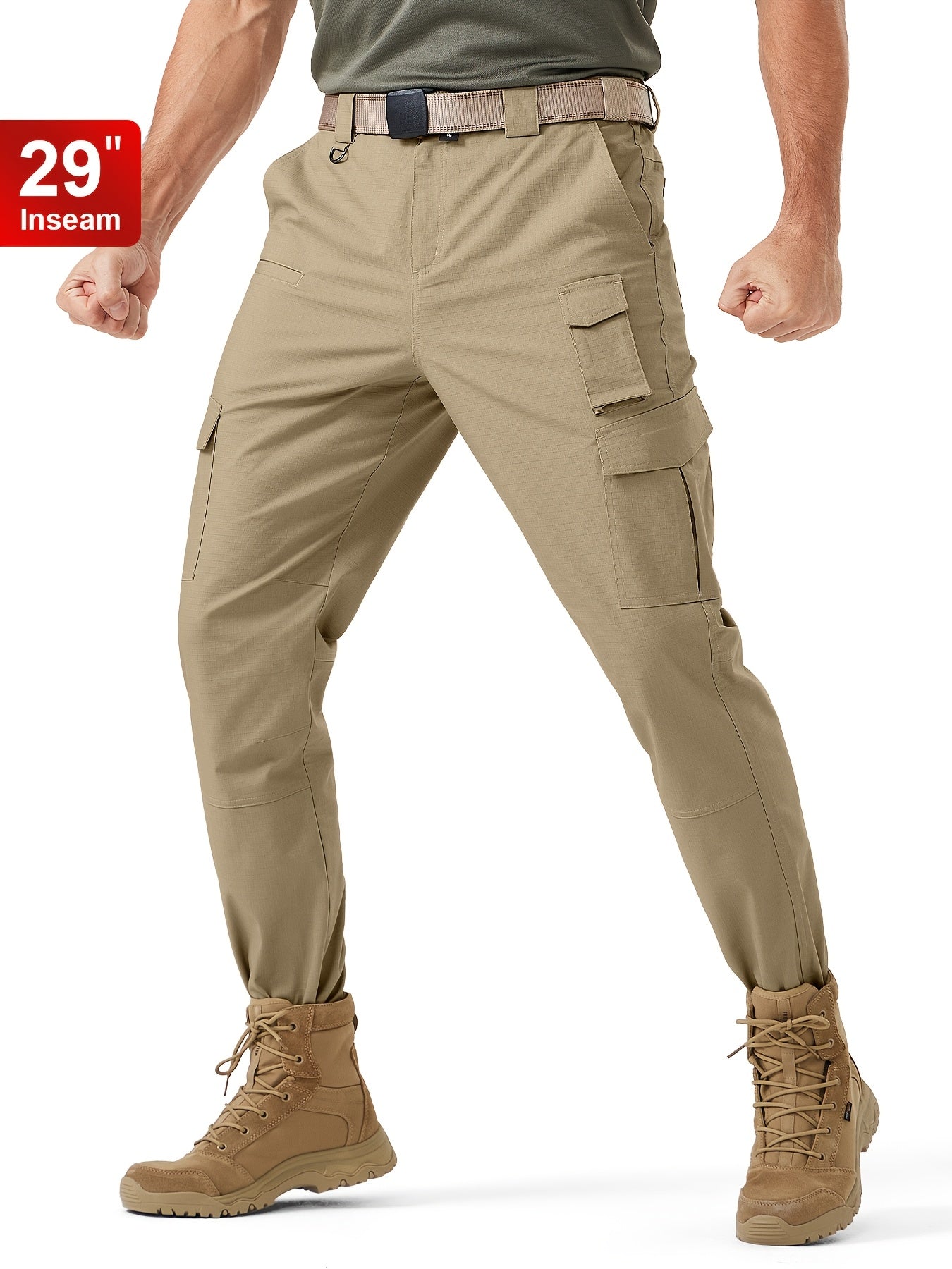 Plus Size Men's Tactical Hiking Pants With Carabiner Water Resistant Ripstop