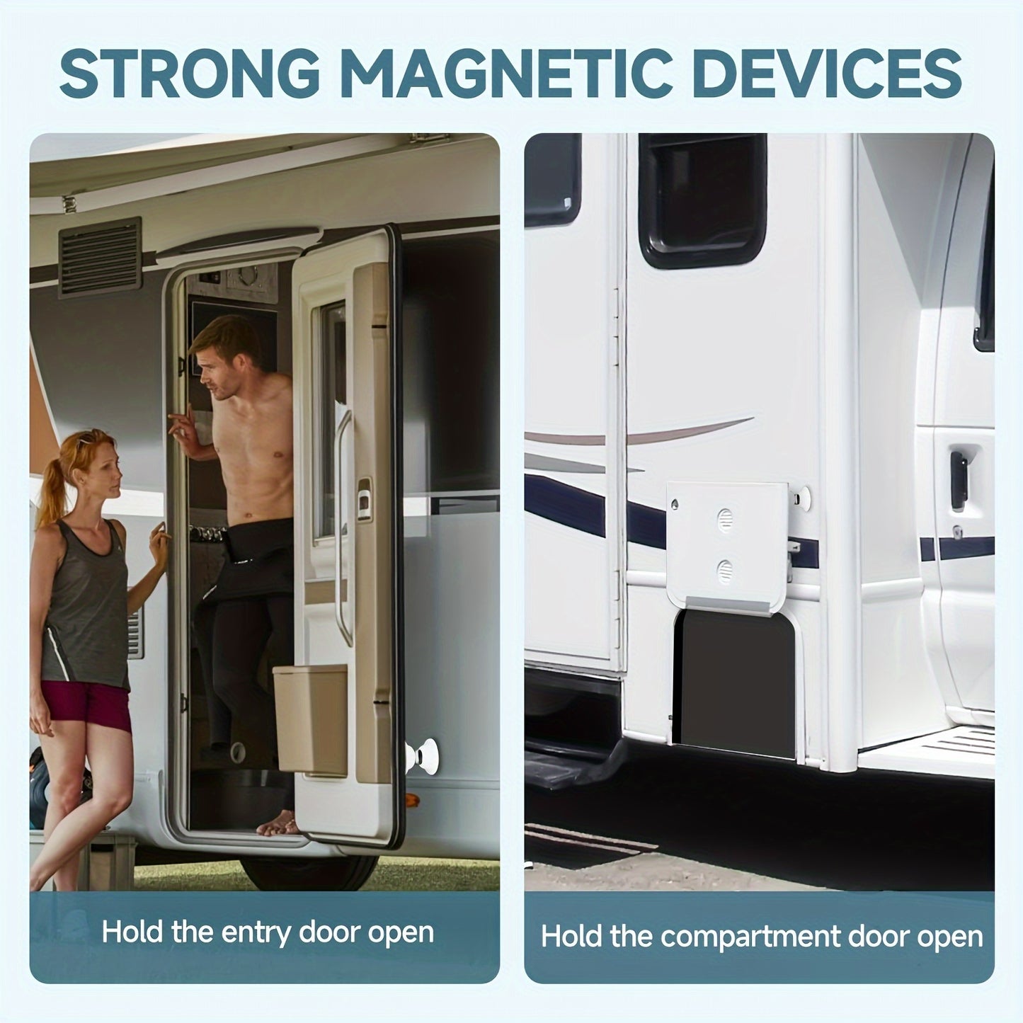 RV Door Holder Magnetic Door Catch- RV Door Stopper For Motorhome, Travel Trailers, Camper (White)