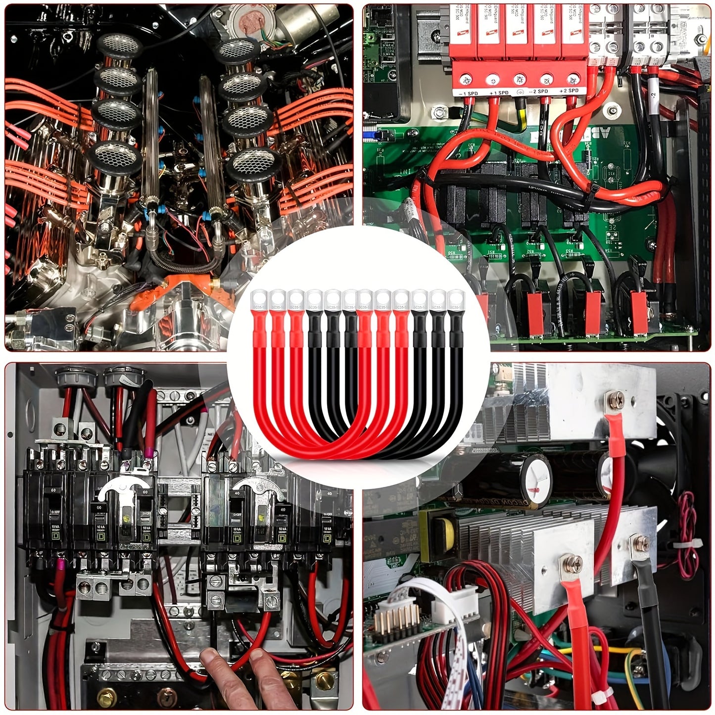 Battery Cable 2AWG, with 3/8" Lugs Terminals Copper Wire