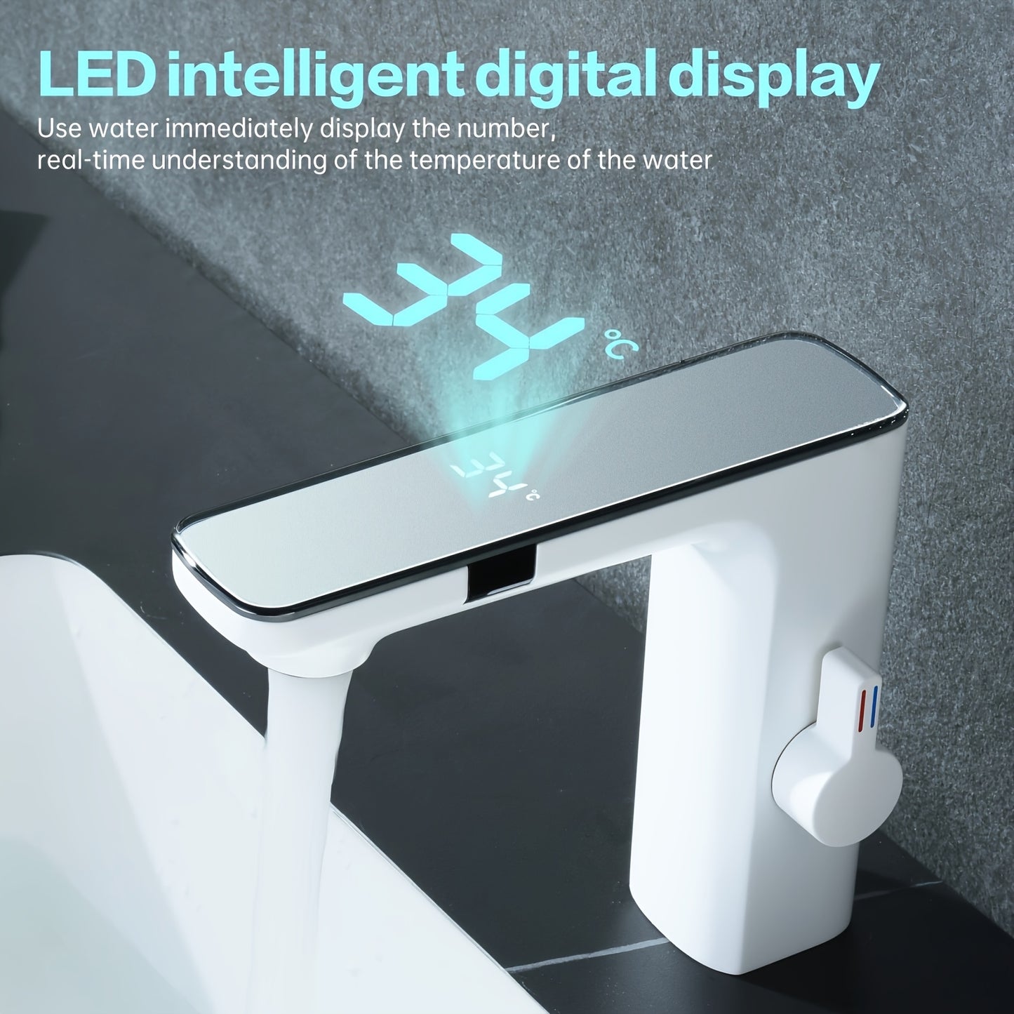 Modern Touchless Bathroom Faucet with LED Temperature Display