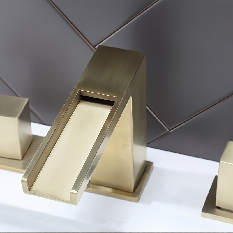 Luxury Golden Bathroom Sink Faucet - 8-inch Widespread 2-Handle Vanity Mixer Taps With Pop Up Drain